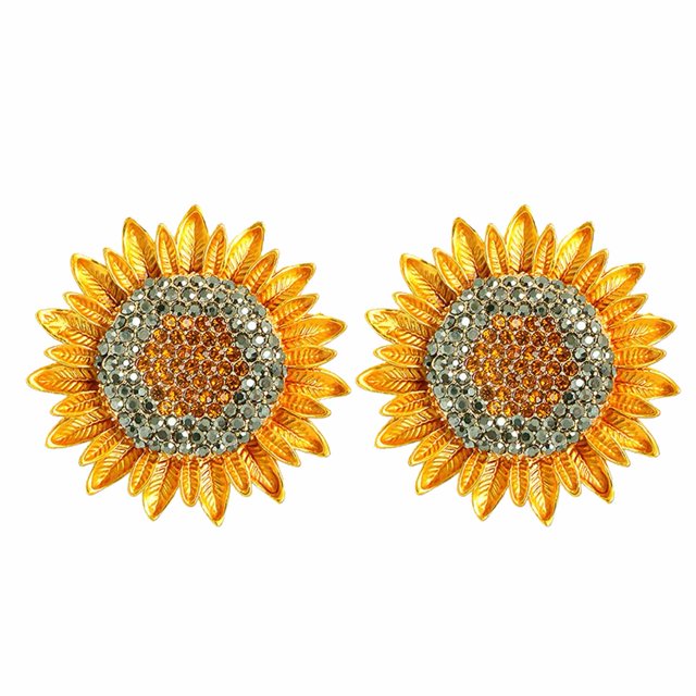 Guardurnaity 2 alfileres de cristal amarillo con diamantes de imitación, elegantes accesorios de joyería con flores de aleación de zinc, Accesorios de disfraces