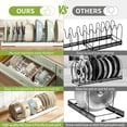 thumbnail image 5 of Windur 2 Pack Pots and Pans Organizer Under Cabinet, 22.4" Expandable Kitchen Organizers and Storage with 10 Adjustable Dividers, Pot and Pan Lid Storage Rack Inside Cabinet/Countertop Cupboard-White, 5 of 6