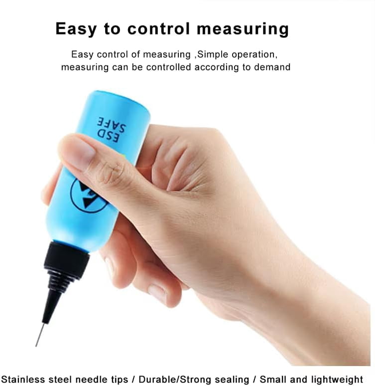 60 plastic extrusion bottles precision needle tip extrusion bottle anti-static solvent bottle with 1 needle dispenser for loading glue adhesive liquid soldering flux hand bottle repair, blue