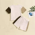 thumbnail image 3 of Toddler Baby Shorts Set 2 Piece Summer Outfits Girls Short Sleeve Shirt Shorts Unisex Cotton Fashion Loungewear, Brown, 18 Months, 3 of 4