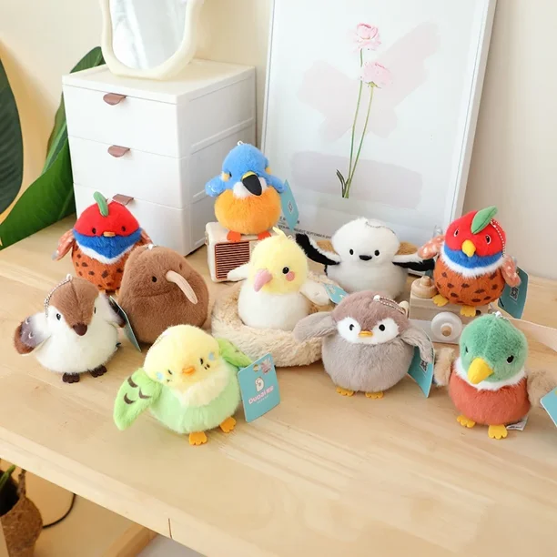 Muñecos de peluche de pájaro de dibujos animados para niños, juguete de simulación de pájaro colorido, decoración del hogar, muñecas de animales suaves, regalo para niños, nuevo