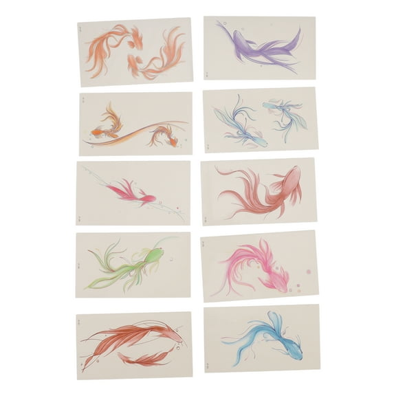 Unique Bargains 1 Set Realistic Fake Tattoos Fish Temporary Tatto for Adult Assorted Color