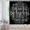 thumbnail image 3 of Kids Shower Curtains Believe Quotes Be Fearless Dream Big Be Yourself Inspirational Theme Cloth Fabric Bathroom Decor Sets with Hooks Waterproof Washable 72W x 72H Black and White, 3 of 6