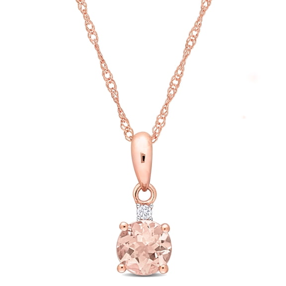 Everly Women's 1/2ct TGW Morganite and Diamond Accent 10k Rose Gold Solitaire Pendant with Chain
