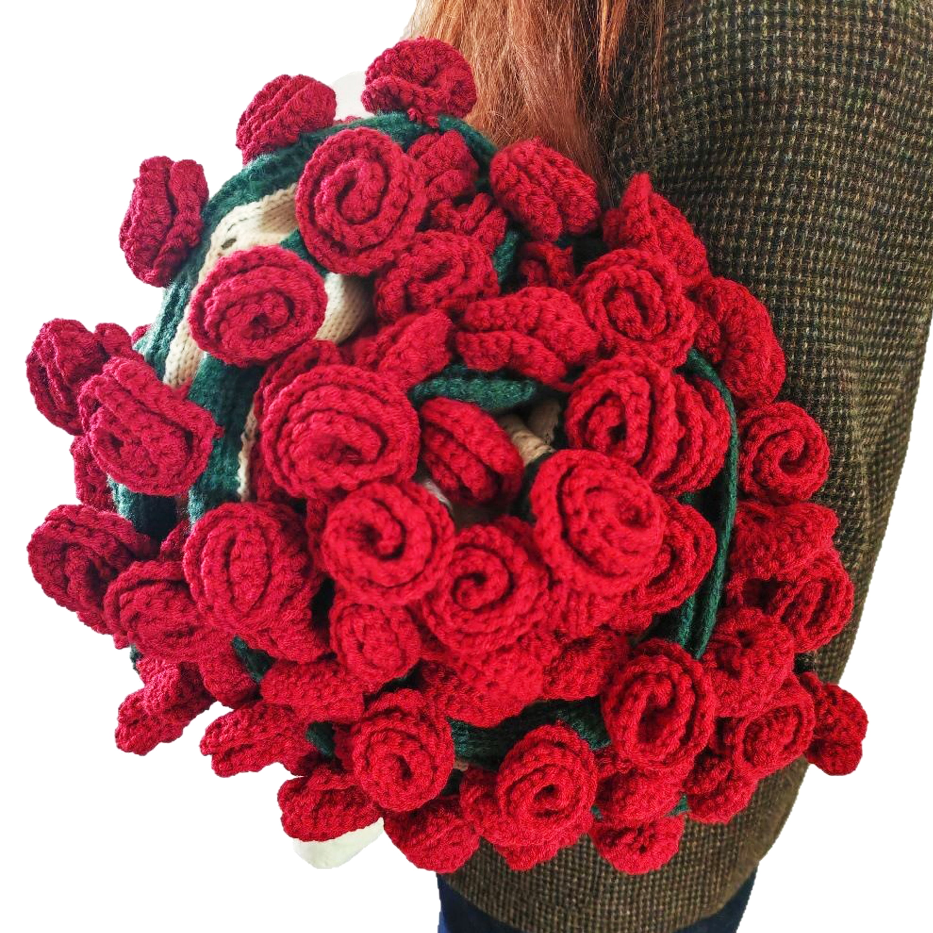 Hyindoor 41" Rose Flower Bouquet Blanket, Soft and Lightweight Knitted Throw Blankets Gifts for Birthday Wedding Mother's Day Valentine’s Day Christmas Home Decor