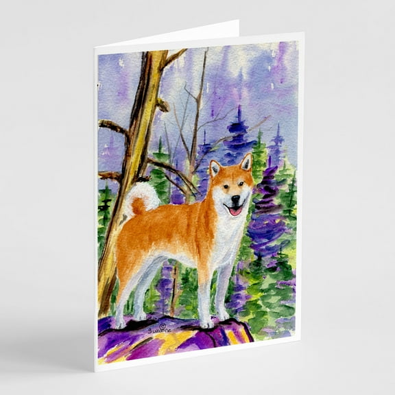Caroline's Treasures Shiba Inu Greeting Cards with Envelopes, 5" x 7" (8 Count)