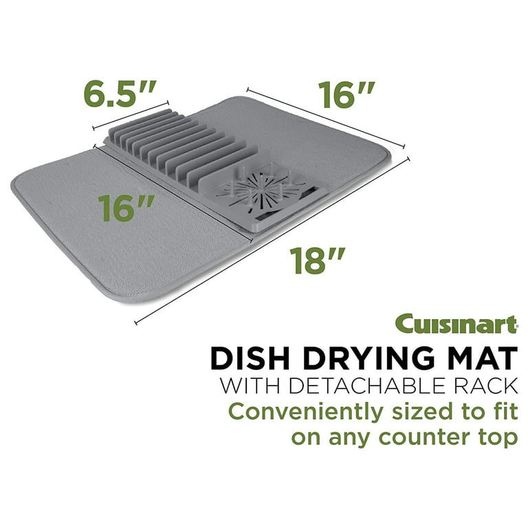 Cuisinart Dish Drying Mat With Rack Gray 16x18 New