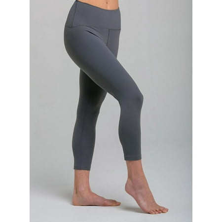 Grey Three-Quarter Legging Yoga Pants - L