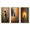 thumbnail image 2 of Designart "Retro Lovers Celebrating the Eternal Now IV" Couple Framed Wall Art Set Of 3 - White Glam Frame Gallery Set For Office Decor, 2 of 6