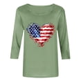thumbnail image 4 of Lorytime Womens 4th of July Shirt Patriotic Graphic Outfits Red White and Blue Clothes 3/4 Sleeve Holidays Wear Green M, 4 of 5