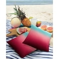 thumbnail image 3 of Pack of 2 Outdoor Pillow Covers, Turquoise Rose Red Stripe Gradient Waterproof Square Throw Pillowcase Cushion Decorative Pillow Covers for Couch Patio Tent, 16x16 in, 3 of 6