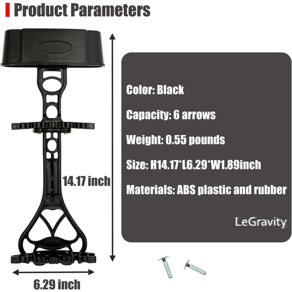 6 Arrows Quiver Quick Release Mounted for Compound Bow Archery Practise Accessory (Black)