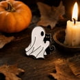thumbnail image 3 of Mini White Ghost Shaped Halloween Decorative Badge Brooch, Lightweight Cute Spooky Accessory, Lovely Pin Ornament for Clothing Backpack Bag Holiday Party Outfit Matching, 3 of 8