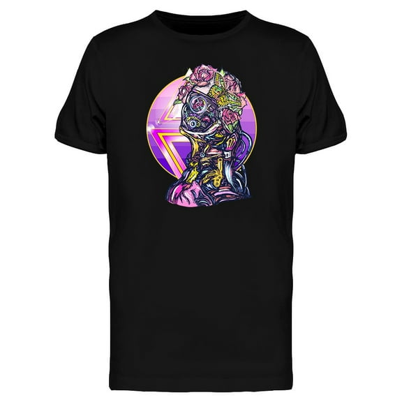 Floral Alien Robot T-Shirt Men -Image by Shutterstock, Male 3X-Large