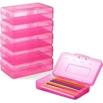 Uiz Merueh 2 Pack Large Capacity Hard Pencil Case, Plastic Crayon Pencil Boxes Bulk with Snap-tight Lid, Clear Storage Box Craft Pen Art Marker Organizer Stackable
