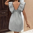 thumbnail image 4 of gakvbuo Summer Dress For Women Mini Dress T-Shirt Dress Women's Loose And Casual Floating V-Neck Ruffled Flying Sleeve Dress, 4 of 8