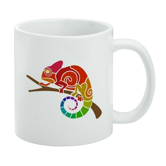 Rainbow Chameleon White Mug