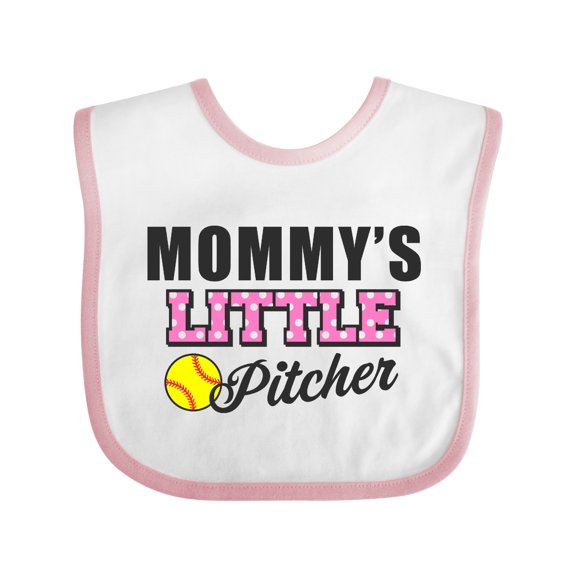 Inktastic Mommys Little Pitcher Softball Girls Baby Bib