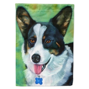 Corgi with blue tag Garden Flag