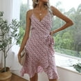 thumbnail image 4 of IROINNID Wrap Dress For Women Fashion Floral Print Long Sleeve Casual Dress V-Neck Below The Knee Dress, 4 of 9