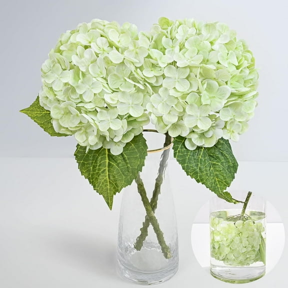 Hydrangea Artificial Flowers, Latex Real Touch Hydrangeas Lifelike Large Hydrangea Flowers for Home Decor Party Arrangements Wedding Bouquets Centerpieces (Light Green)