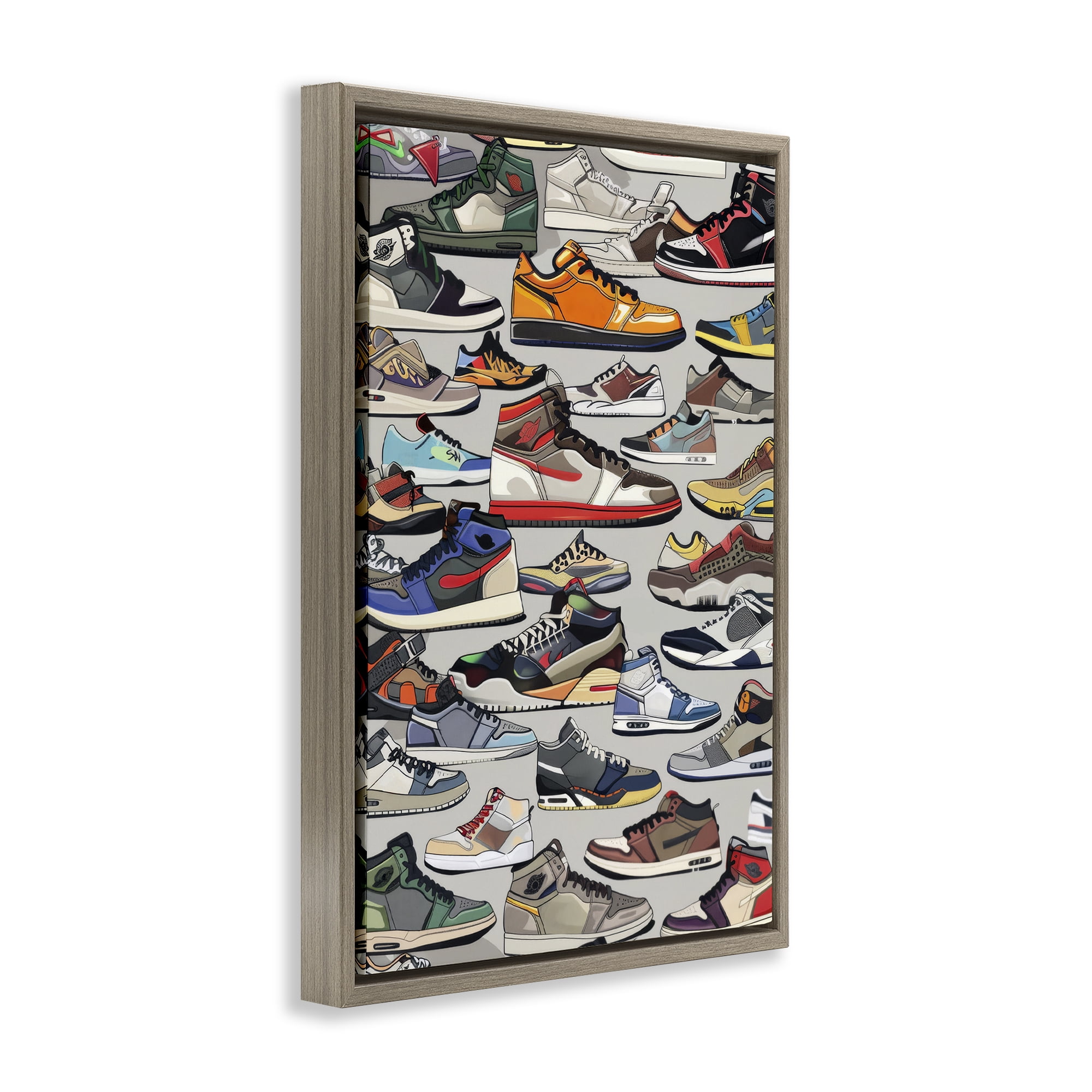 Stupell Industries Shoe Time Urban Styles Brown Framed Floater Canvas Wall Art, design by Ray Powers