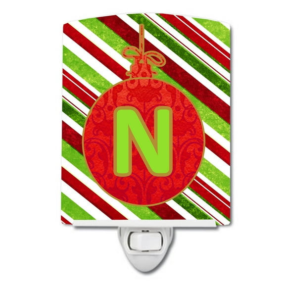 Caroline's Treasures CJ1039-NCNL Christmas Oranment Holiday Initial Letter N Ceramic Night Light, 6x4x3", multicolor