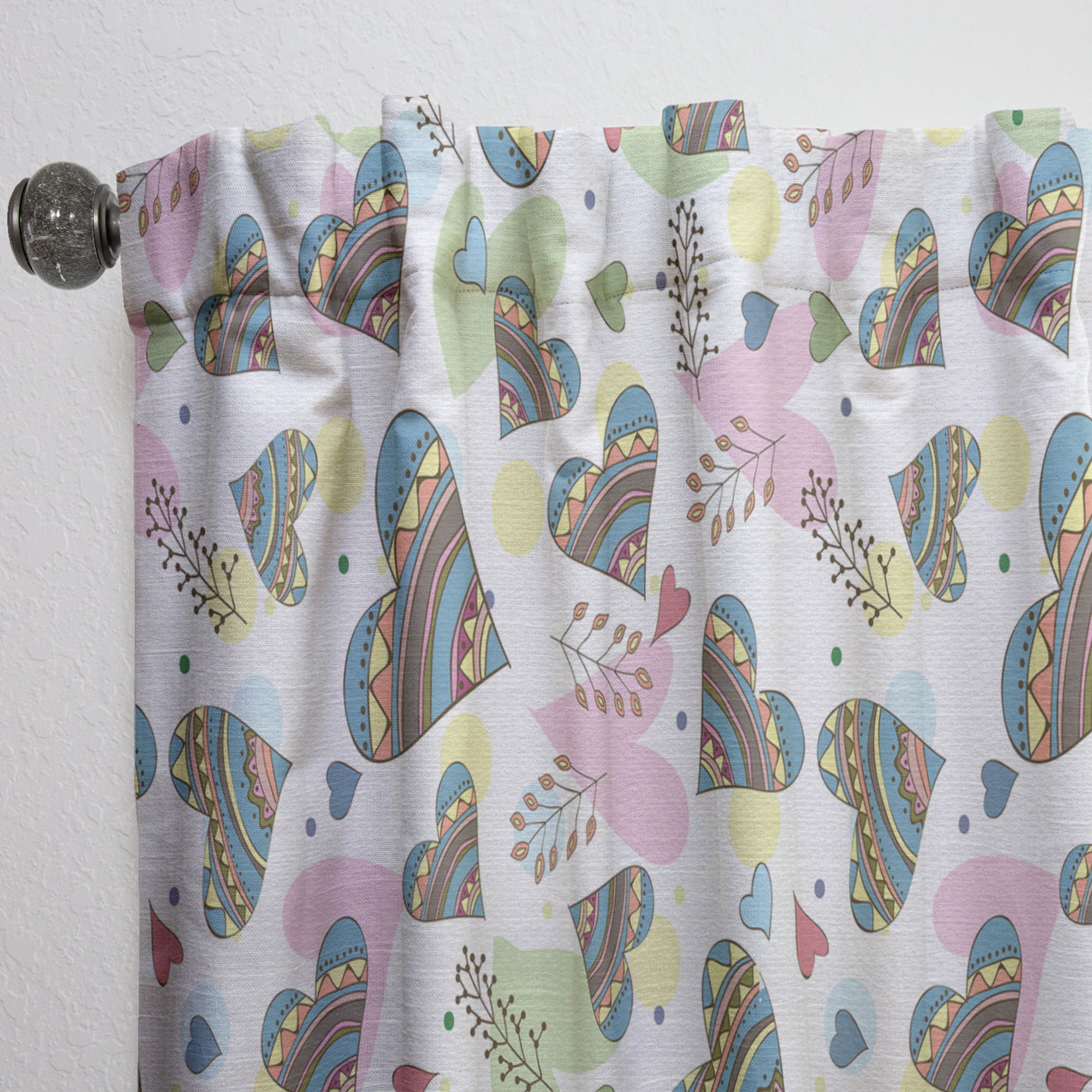 Designart 'Drawing Doodle Hearts Pattern' Modern & Contemporary Curtain Panel