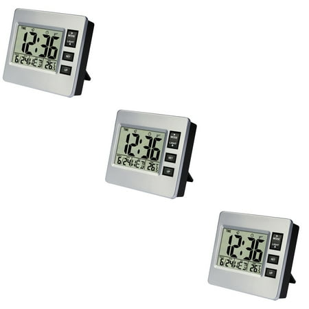 FUEENIRVA Digital Bedside Alarm Clock with Multi-Color Display, Clear Screen for Family, 3Pcs