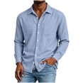 thumbnail image 4 of QIYAGBSA Long Sleeve Shirts for Men, Cotton Linen Button Down Collared Shirt with Pockets for Casual Weekend and Office Days, 4 of 8