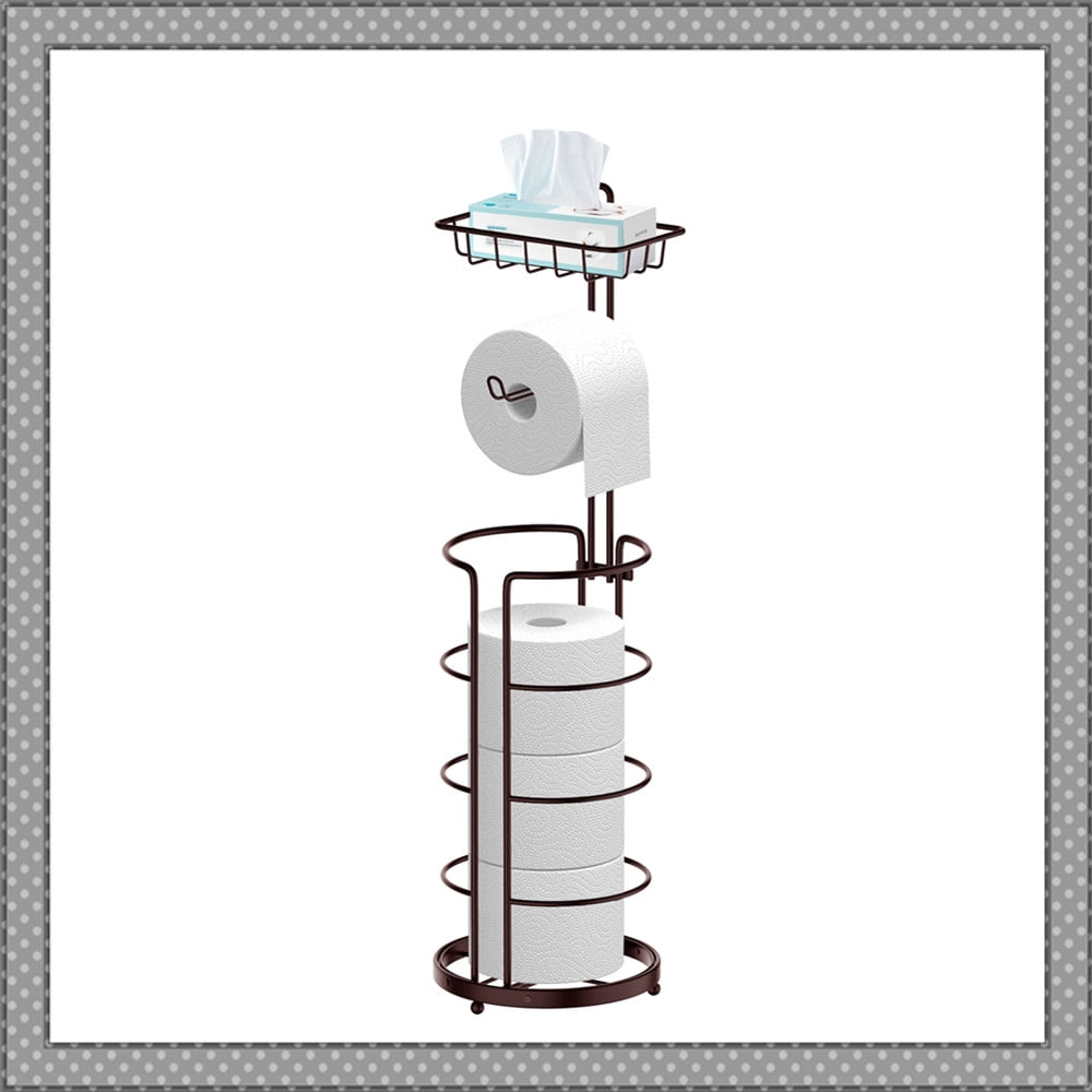 Bronze Freestanding Toilet Paper Holder with Storage Shelf