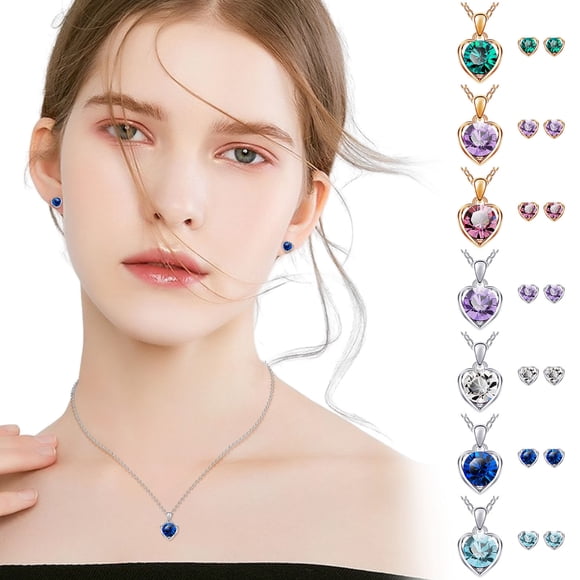 Fiudx Conjunto de Joyas de Corazón, Collar de Diamantes de Imitación Deslumbrantes, Elegante Par de Pendientes, Diseño de Cuentas con Estilo, Perfecto para Fiestas, Bodas y Aniversarios, Regalo Ideal