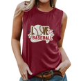 thumbnail image 1 of Gibobby Estación independiente Estilo europeo y americano Chaleco sin mangas Ropa de mujer Béisbol Impreso Camiseta suelta Casual Cuello redondo(Vino,G), 1 of 4