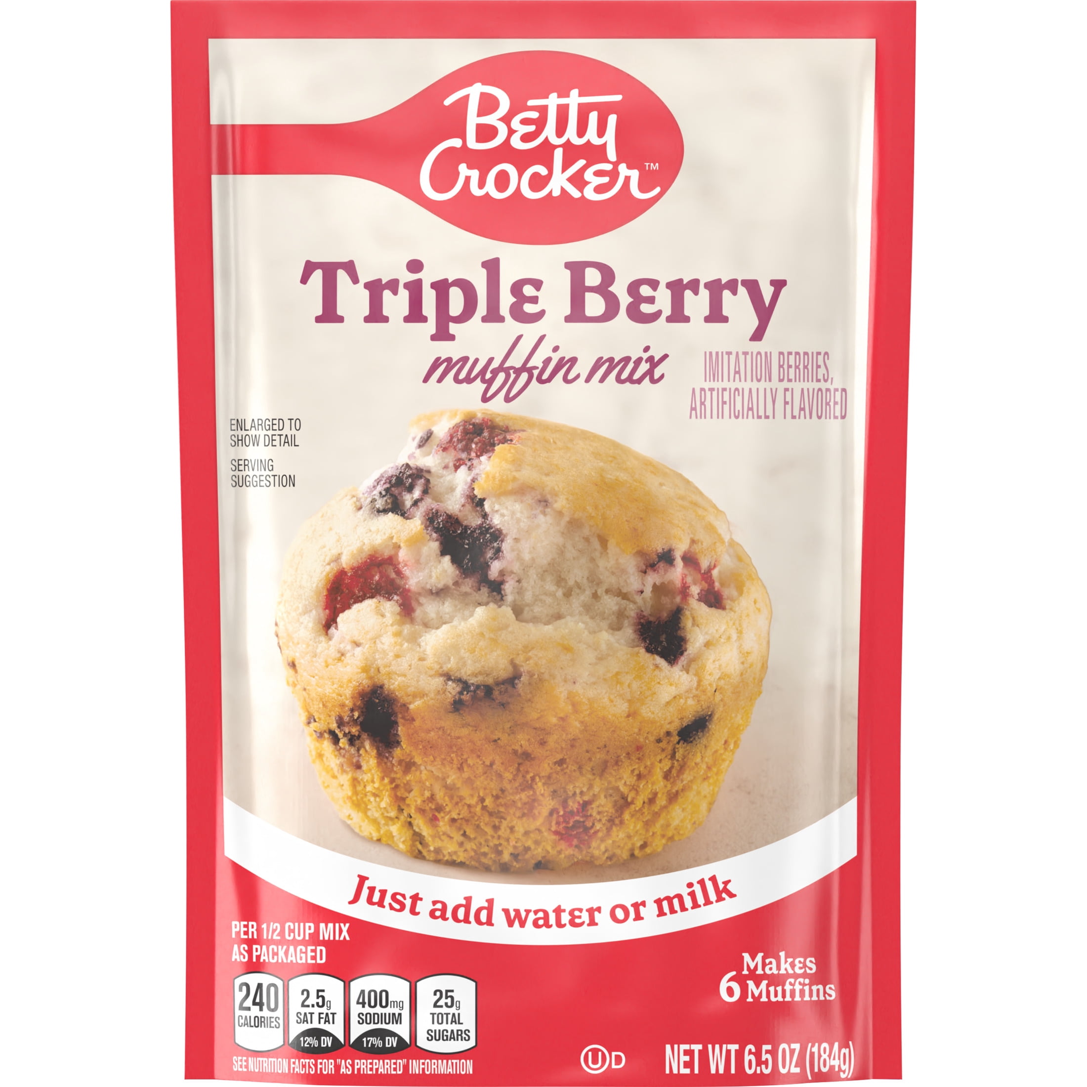 (3 pack) Betty Crocker Triple Berry Muffin Mix, 6.5 oz.