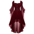 thumbnail image 2 of Witch Costume Women Halloween Dresses Adult Renaissance Medieval Vampire Butterfly Sleeve Mesh Gothic Outfit, 2 of 6