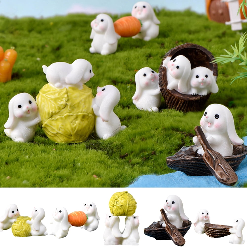 4 Pcs/Set Miniature Fairy Garden Rabbit Figurines, Rabbit and Carrot House, Fairy Garden Animals Rabbit for Micro Landscape Plant Pots Bonsai Home Craft Cake Decoration 4 Pcs/Set Miniature Fairy Garden Rabbit Figurines, Rabbit and Carrot House, Fairy Garden Animals Rabbit for Micro Landscape Plant Pots Bonsai Home Craft Cake Decoration