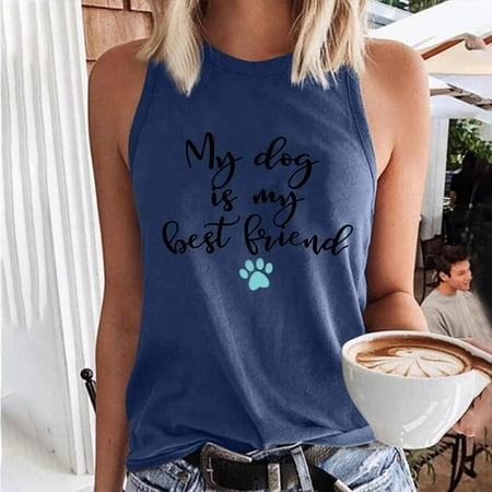 

Juebong Dog Paws Footprint Tank Top Women Sleeveless Summer Funny Workout Tops Cute Dogs Lover Vest Dog Friends Tee Tops Casual Vacation Shirt Comfy Soft Mom Shirt Tanks