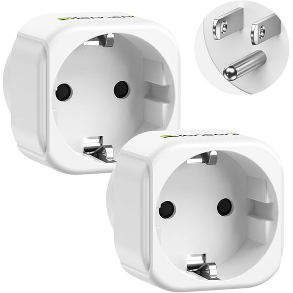 2 Pack Europe to US Plug Adapter,European USA Adapter, American Outlet EU Travel Converter