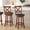 Antique Oak/Black, variant on Merrick Lane 30" Gray Wash Walnut Classic Wooden Crossback Swivel Bar Height Pub Stool with Black Faux Leather Padded Seat and Integrated Footrest