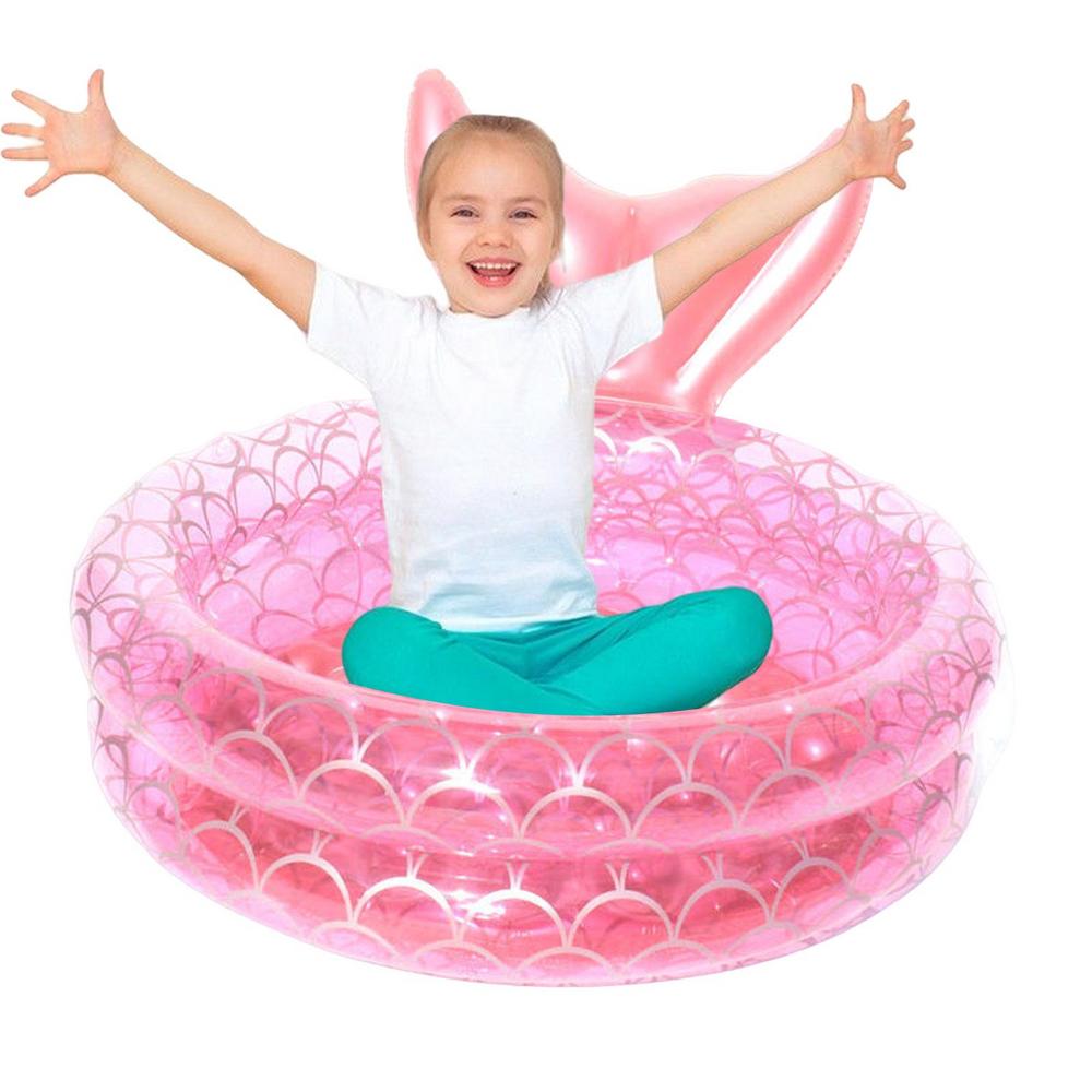 Laideyi Inflatable Swimming Pool Unique Mermaid Round Pool Kiddie Pools
