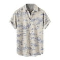thumbnail image 1 of Hombres Casual Sin posicionamiento Botones de impresión Beach Turndown Camisa de manga corta Blusa Pompotops oipoqjl45690, 1 of 6