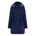 thumbnail image 6 of larppty Women Rain Jacket Lightweight Waterproof Raincoat Outdoor Hooded Windbreaker Trench Coat (Navy, XXL), 6 of 9