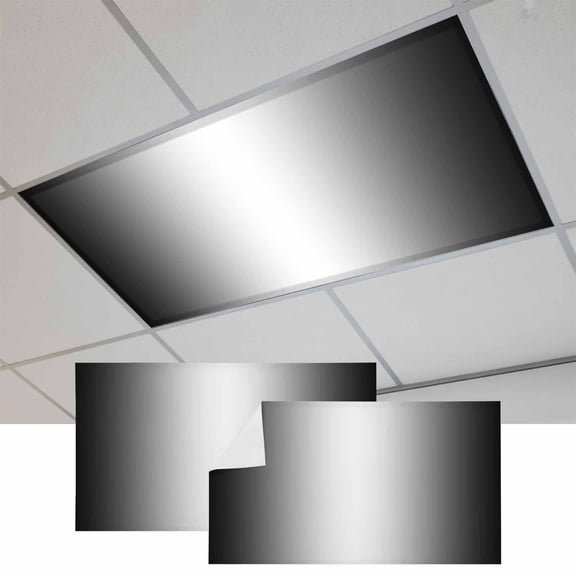 Black Ombre Fluorescent Light Covers, Black Grey White Gradient Modern Abstract Art Magnetic Light Covers for Ceiling Lights, Fluorescent Ceiling Shade for Classroom Bedroom Office 4x2Ft x 2PCS