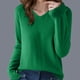 thumbnail image 1 of Suéter de cuello en V para mujer, suéter de punto de manga larga de color liso con cuello en V, cárdigan fino, blusa para mujer, 1 of 3