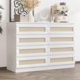 thumbnail image 4 of Bingirl 8 - Drawer Rattan Wood Dresser: Multi - Purpose Chest for Bedroom, Living Room, Entryway, or TV Stand. Wide Tabletop, Smooth Metal Rails, Anti - Tip Safety (Durable Elegant Design), 4 of 6