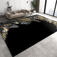 thumbnail image 2 of Fashion Simple Light Luxury Room Area Rug Black Gold Tropical Leaves Large Rugs Indoor Non Slip Washable Carpet Sofa Living Bedroom Home Decor Floor Mats 5x7 Non-slip Soft Living, 2 of 5