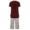 thumbnail image 5 of Pajamas for Women Plus Size Striped Print Comfortable Sleepwear with Pants Casual Crew Neck Short Sleeve Pajamas Summer Pajamas, 5 of 7