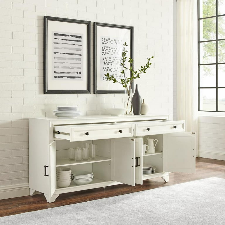 Crosley Furniture Tara Modern Wood Sideboard in Distressed White