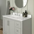 thumbnail image 6 of Emma + Oliver 36 Inch Bathroom Vanity, Single Sink Cabinet with 2 Soft Close Doors, Open Shelf and 3 Drawers, Carrara Marble Finish Countertop, Gray, 6 of 12