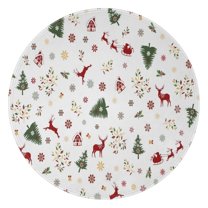 White Christmas Reindeer Pattern Round Blanket,Comfortable Soft Flannel Throw Blanket,All Season,Warm Lightweight Blankets for Sofa Bed Couch Living Room Chair 47"x47"